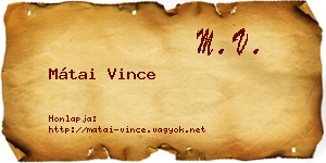 Mátai Vince névjegykártya